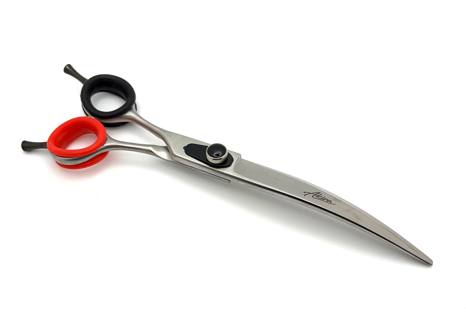 Akira Forge 7.5" Curve with Serrated Edge Dog Grooming Scissors - Left Handed