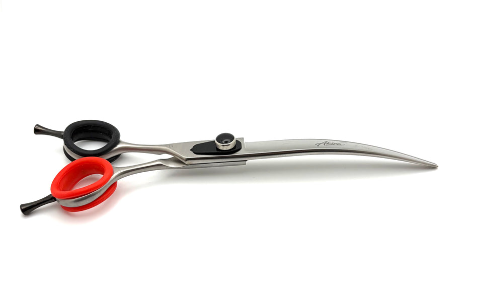 Akira Forge 7.5" Curve with Serrated Edge Dog Grooming Scissors - Left Handed