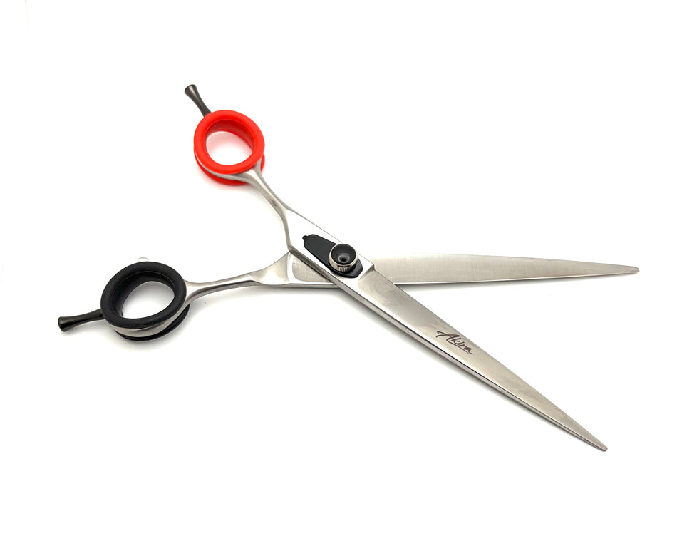 Akira Forge 7.5" Straight with Serrated Edge Dog Grooming Scissors - Left Handed