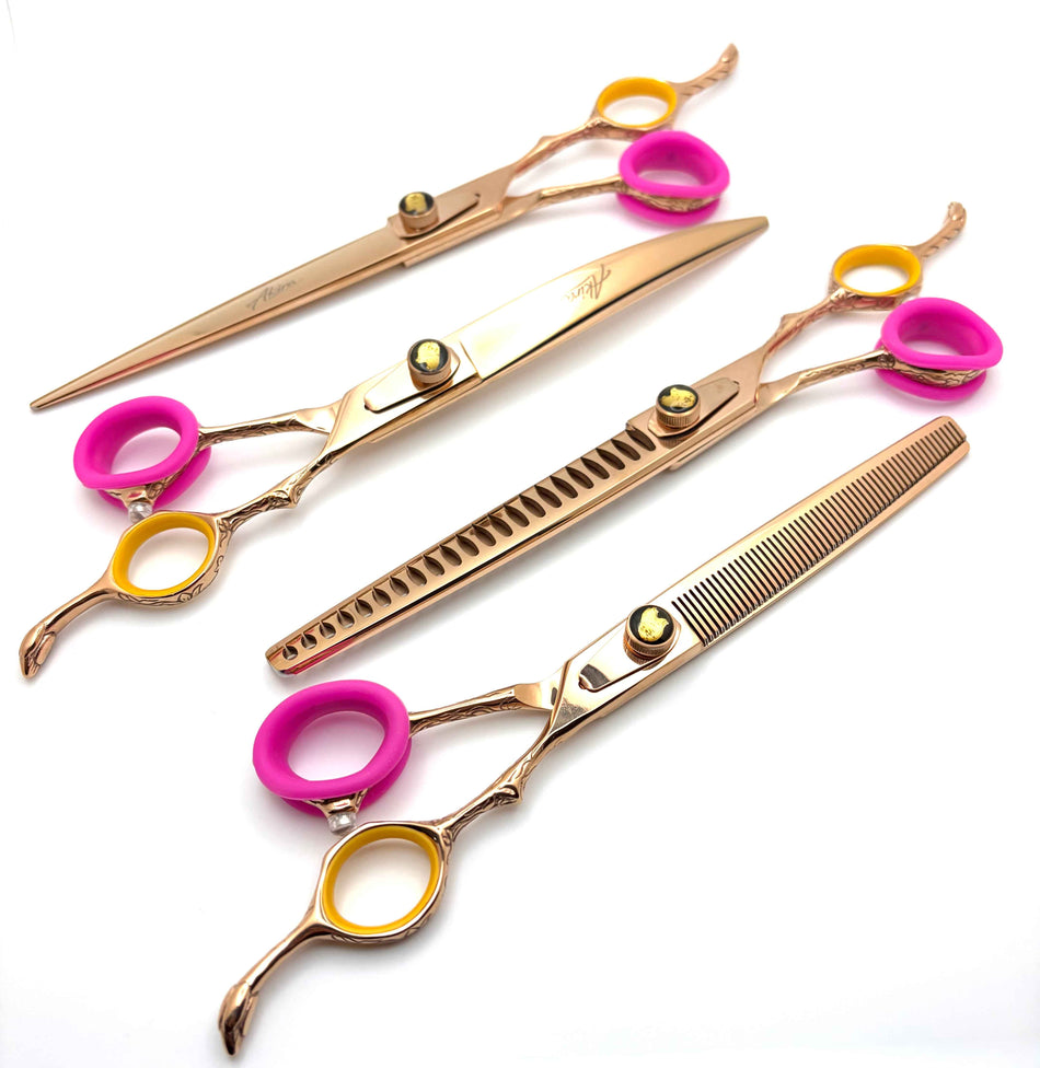 Akira Gold 7.5" set of 4 Dog Grooming Scissors - Right Handed