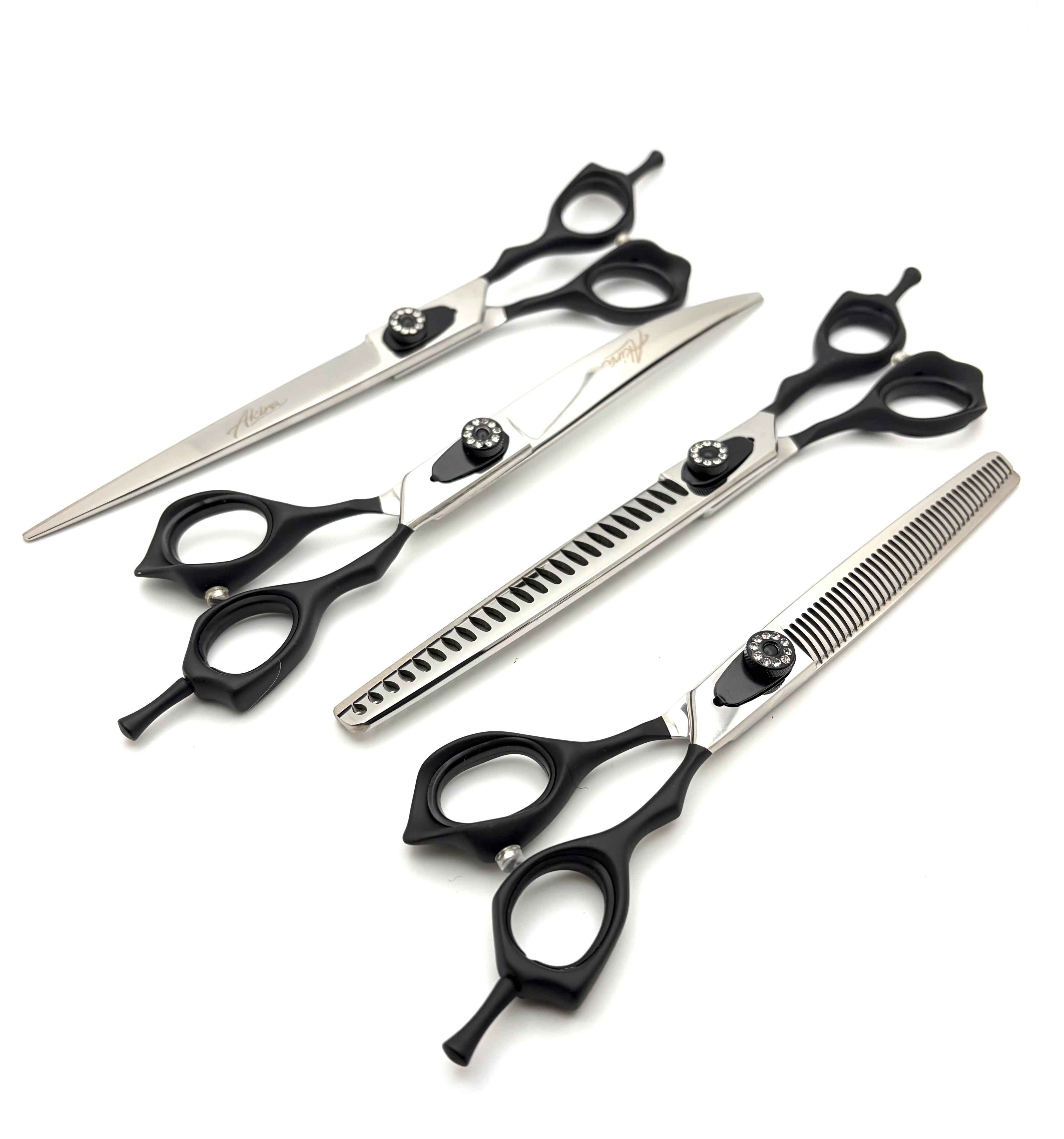 Akira Hana Black Dog Grooming Scissor Set - Right Handed