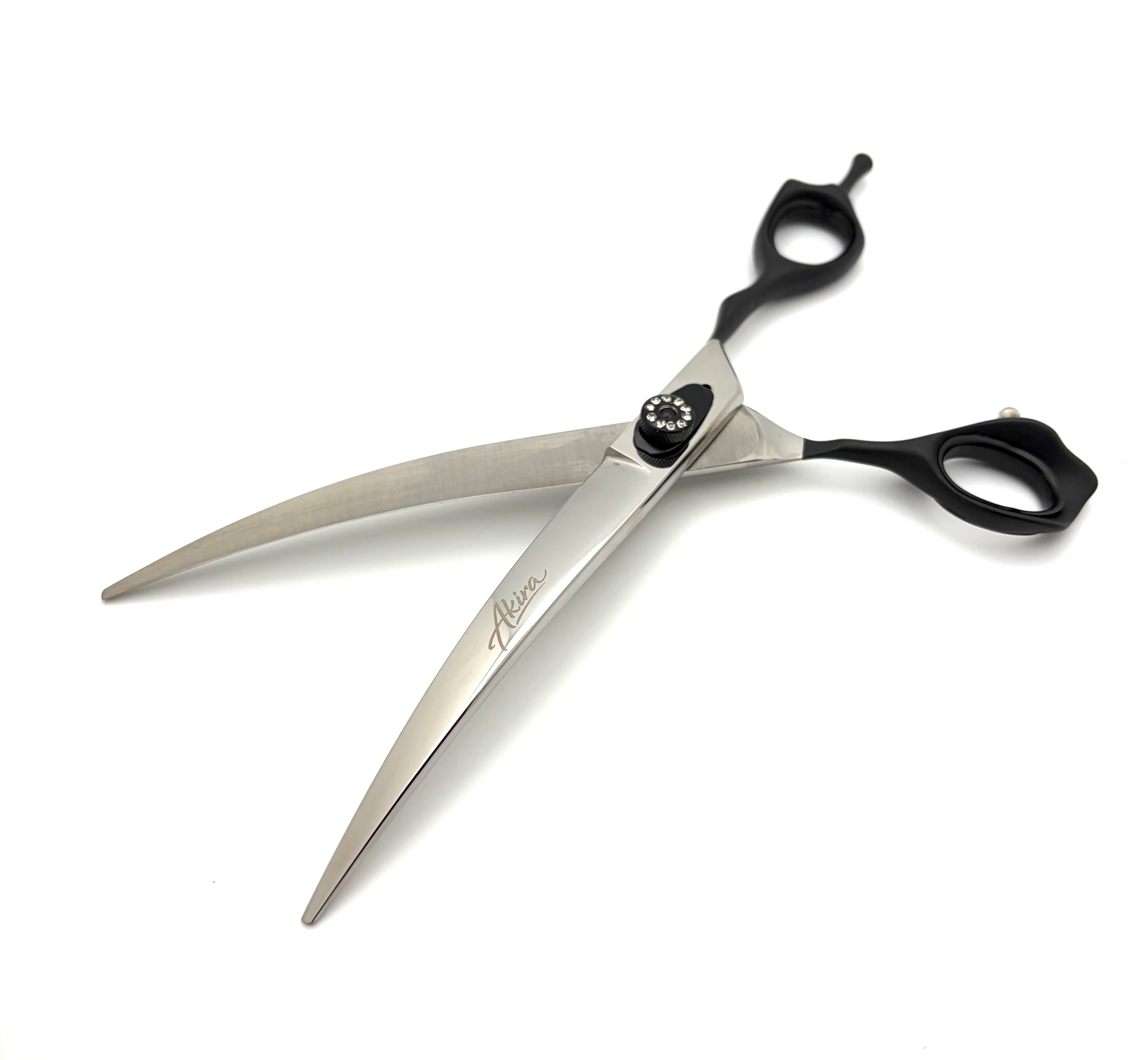 Akira Hana Black Curved Dog Grooming Scissors 7.5" - Right Handed - Yorkshire Sharpening