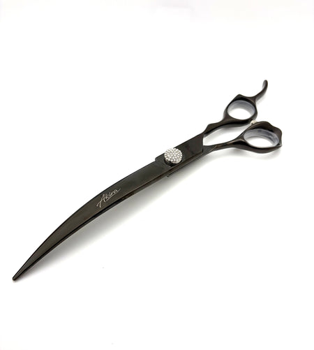 Akira Dark Knight Curved Dog Grooming Scissors 8" - Right Handed - Yorkshire Sharpening