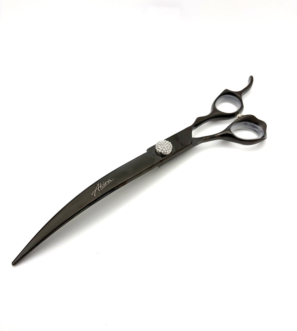 Akira Dark Knight Curved Dog Grooming Scissors 8" - Right Handed