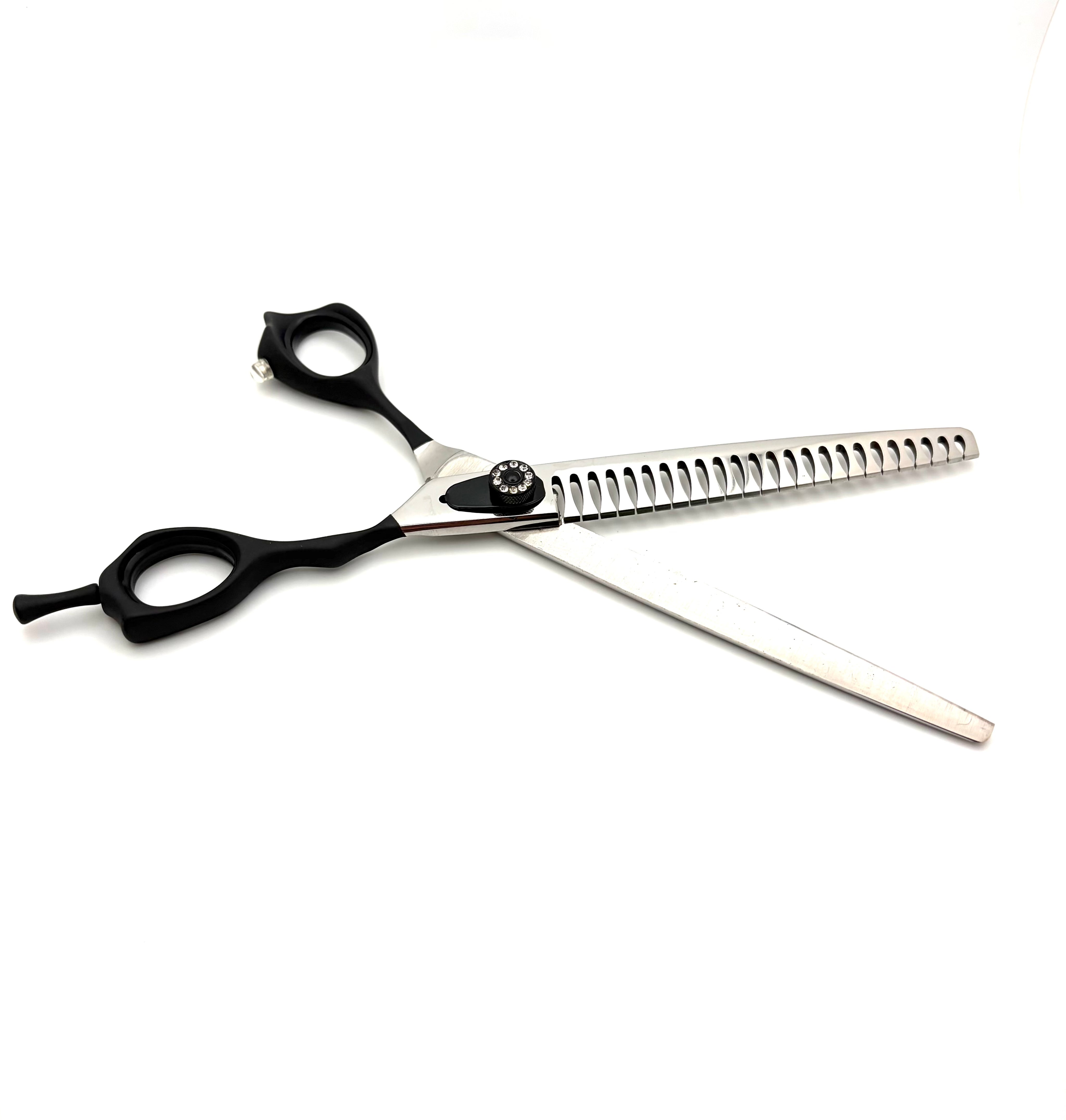 Akira Hana Black Chunker Dog Grooming Scissors 7.5" (24T) - Right Handed - Yorkshire Sharpening