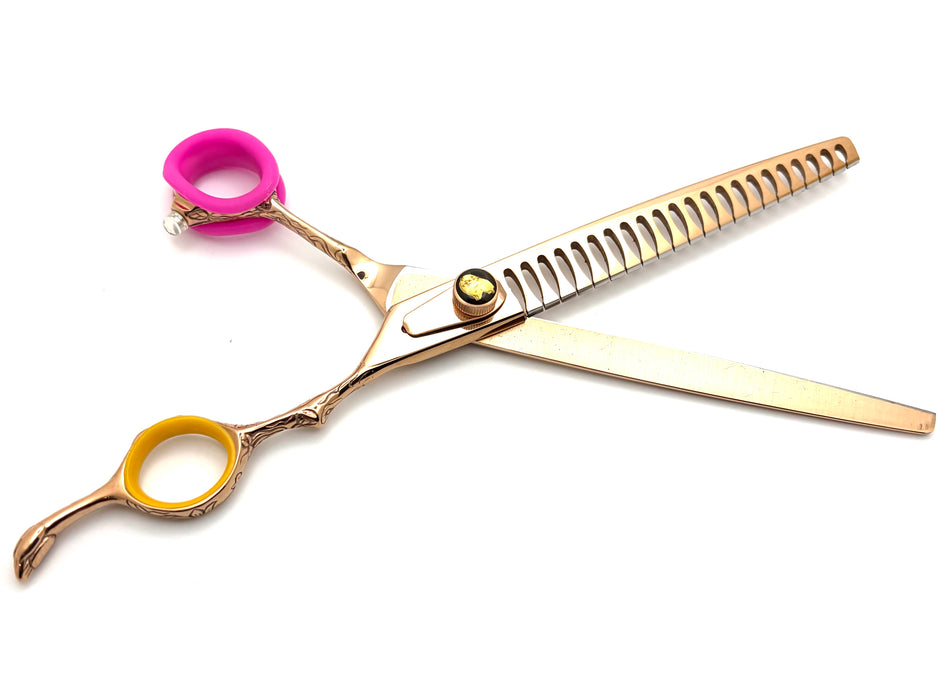 Akira Gold 7.5" Chunker 22T Dog Grooming Scissors - Right Handed