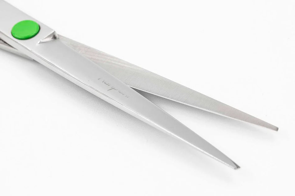 Kanpeki Green Dot 7" Straight Scissor - LEFT HAND