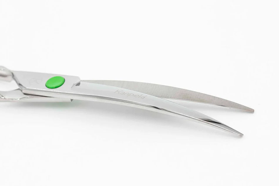 Kanpeki Green Dot 7" Curved Scissor - LEFT HAND