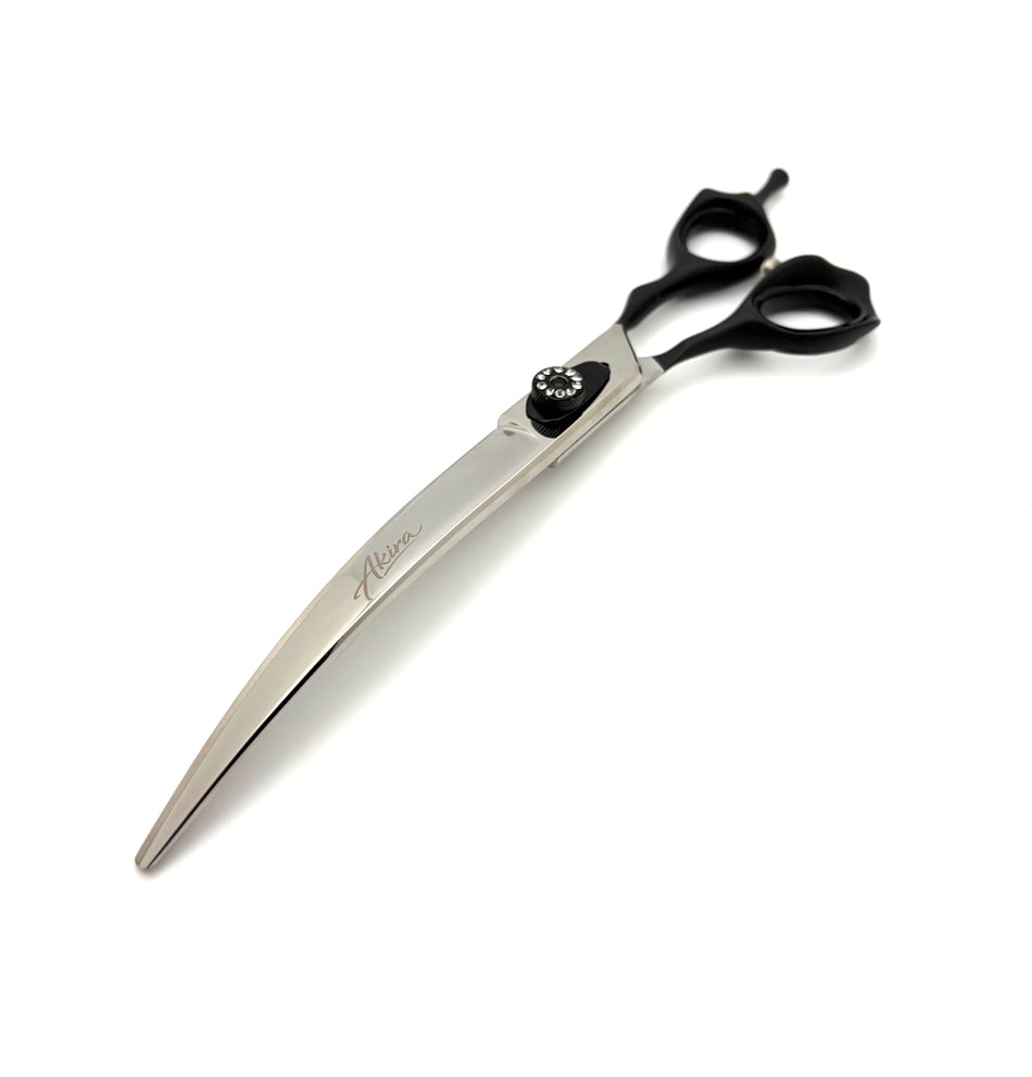 Akira Hana Black 7.5" Curved Dog Grooming Dog Grooming Scissors - Right Handed