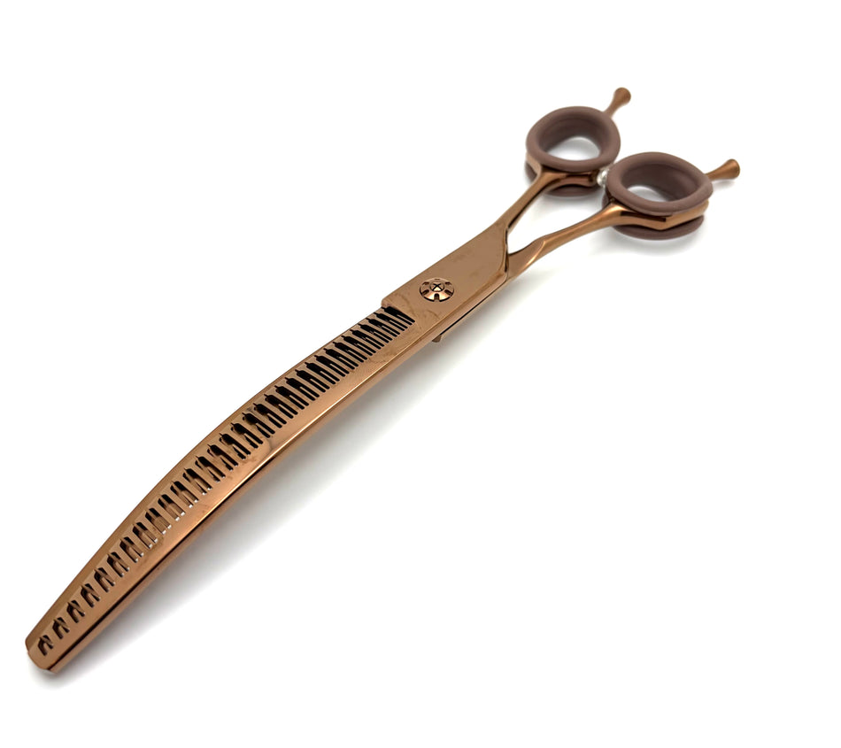 Akira Bronze Hybrid 8" Curved Chunker Dog Grooming Scissors