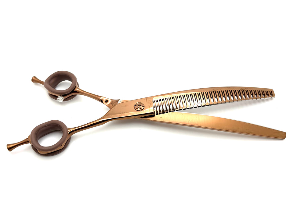 Akira Bronze Hybrid 8" Curved Chunker Dog Grooming Scissors