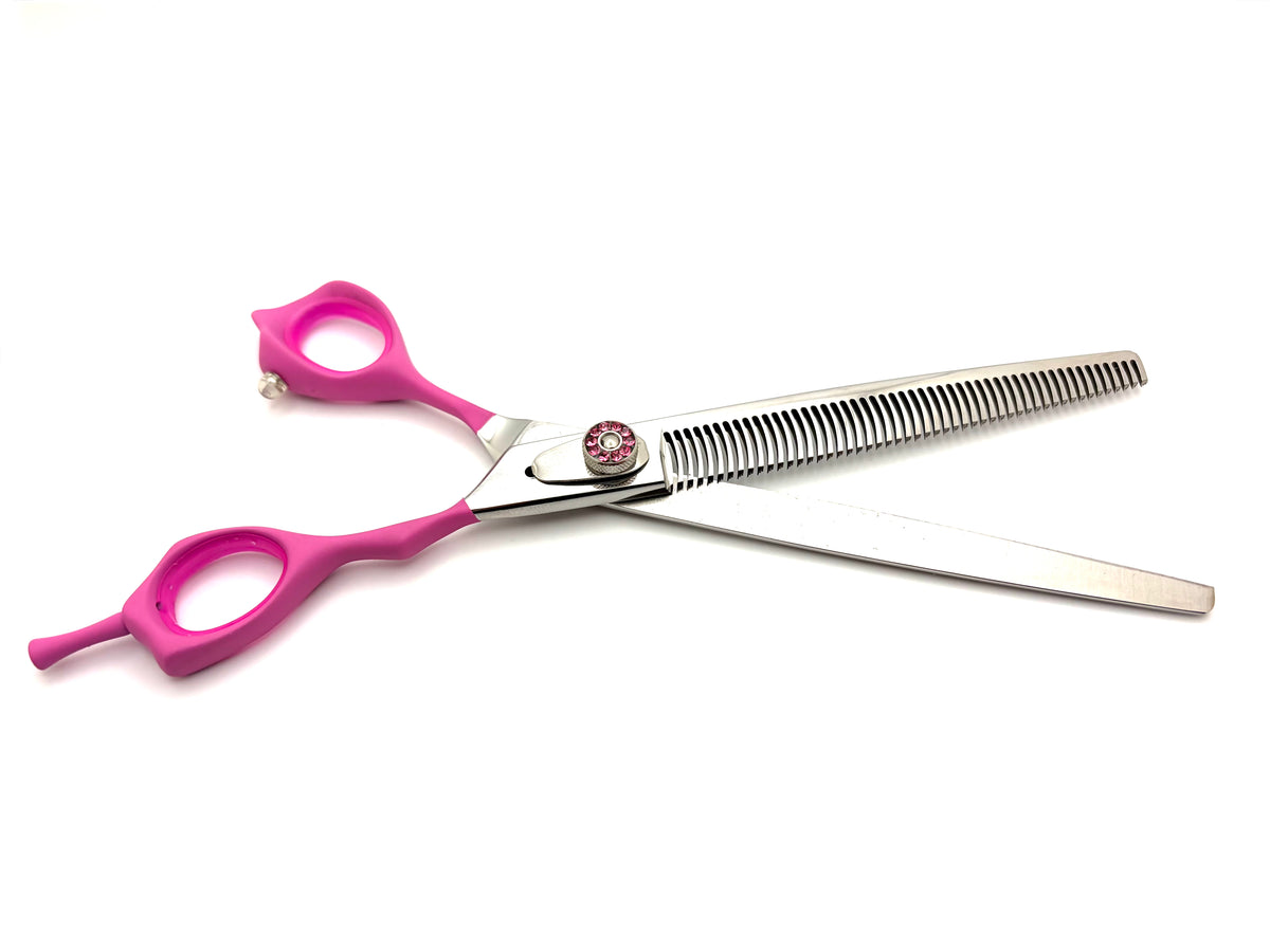 Akira Hana Pink Thinner Dog Grooming Scissors 7.5" (50T) - Right Handed - Yorkshire Sharpening