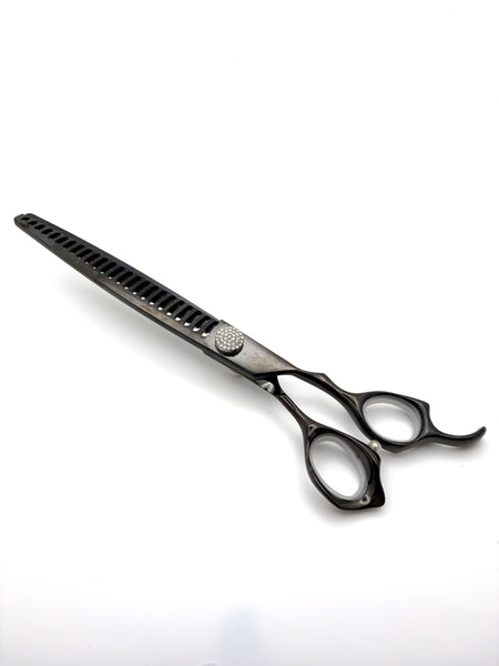 Akira Dark Knight Chunker Dog Grooming Scissors 8" (24T) - Right Handed - Yorkshire Sharpening